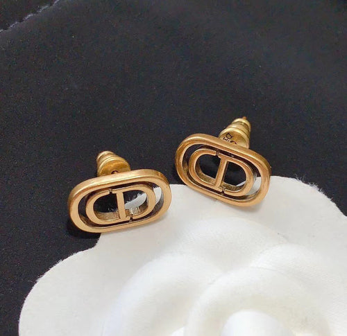 DIOR STUD EARRINGS ANTIQUE GOLD