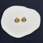 DIOR STUD EARRINGS MOP ANTIQUE GOLD