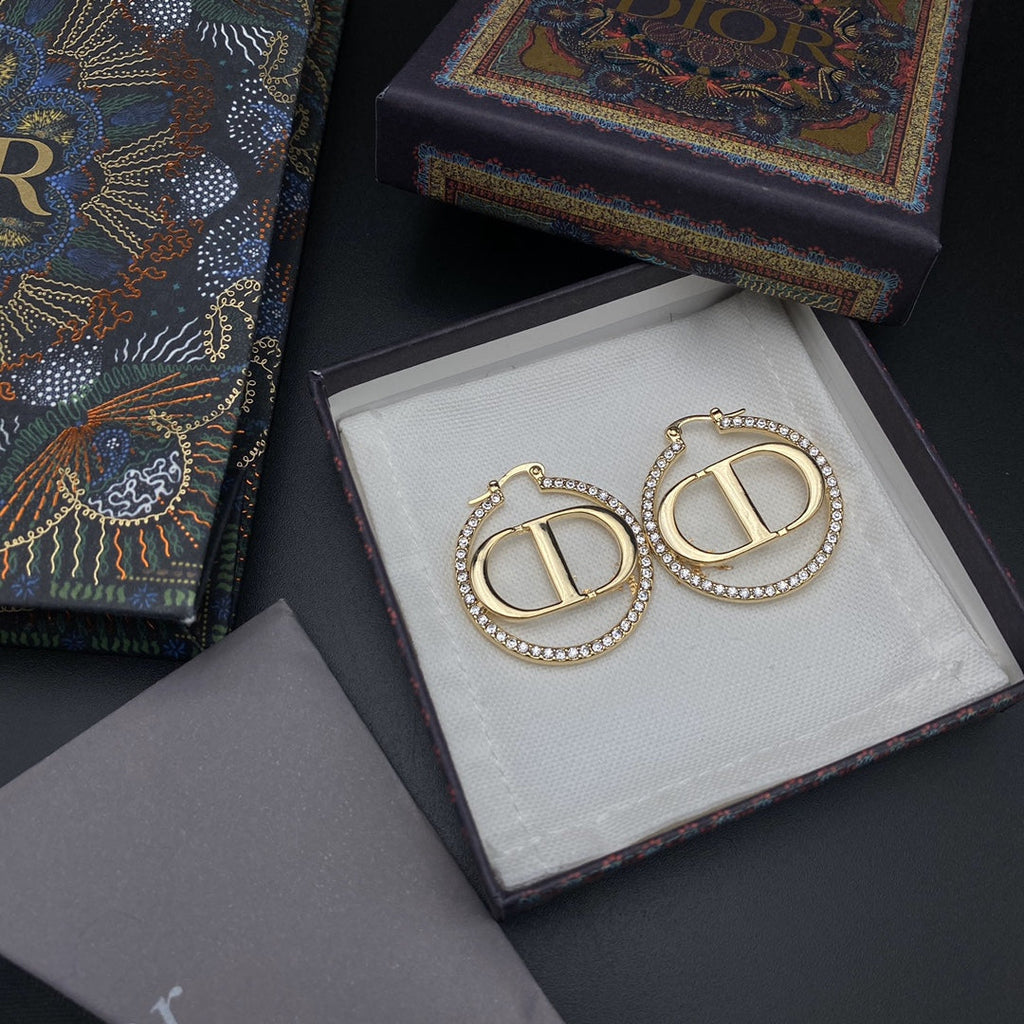 DIOR EARRINGS GOLD DIAMOND 33MM