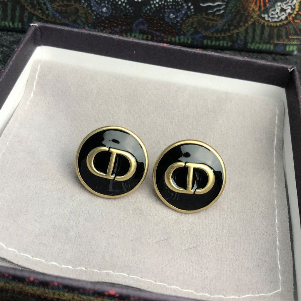 DIOR STUD ONYX EARRINGS