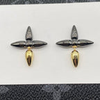 Louis Vuitton LOUISETTE STUD EARRINGS BLACK GOLD