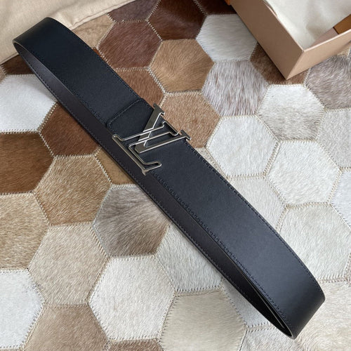 Louis Vuitton 40MM REVERSIBLE BELT SILVER BUCKLE BLACK CHOCOLATE LEATHER