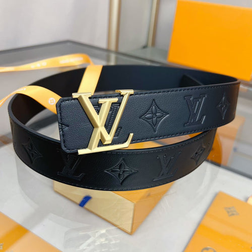 Louis Vuitton 40MM BELT GOLD BUCKLE BLACK EMPREINTE LEATHER