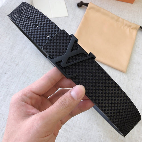 Louis Vuitton 40MM BELT BLACK BUCKLE EMBOSSED BLACK LEATHER