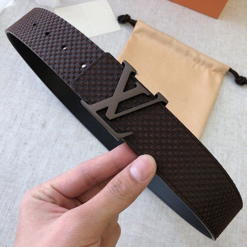 Louis Vuitton 40MM BELT BROWN BUCKLE EMBOSSED BROWN BLACK LEATHER