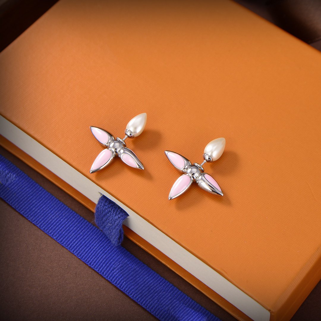 Louis Vuitton LOUISETTE EARRINGS PINK MOP SILVER EARRINGS