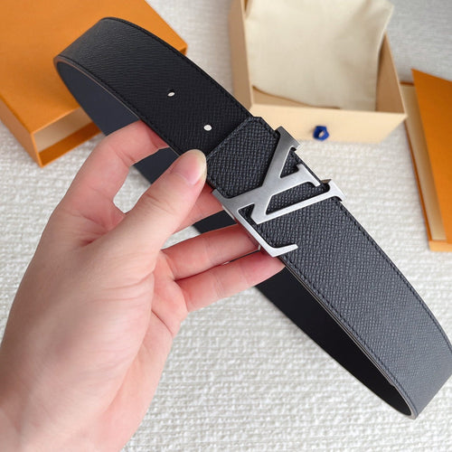 Louis Vuitton BELT SILVER BUCKLE BLACK WRINKLED LEATHER 40MM