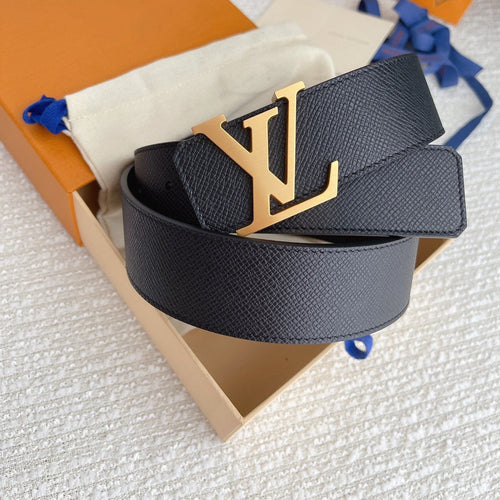 Louis Vuitton BELT GOLD BUCKLE BLACK WRINKLED LEATHER 40MM