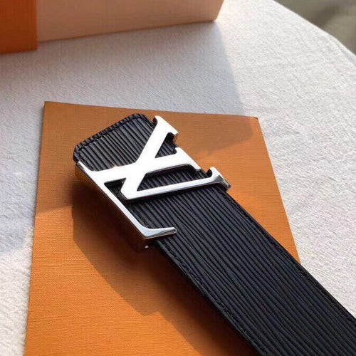 Louis Vuitton BELT SILVER BUCKLE BLACK EPI LEATHER 40MM