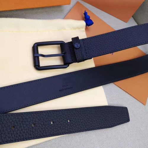 Louis Vuitton MEN'S BELT SQUARE BUCKLE INSTALL BLACK LEATHER 35MM