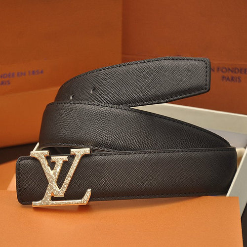 Louis Vuitton BELT PRINT BUCKLE BLACK LEATHER 38MM