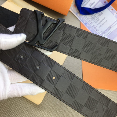 Louis Vuitton BELT BLACK BUCKLE SQUARE LEATHER 40MM
