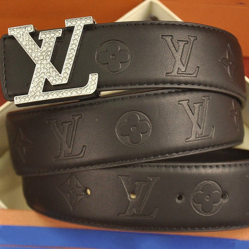 Louis Vuitton BELT SIMPLE DIAMOND BUCKLE BLACK LEATHER 38MM