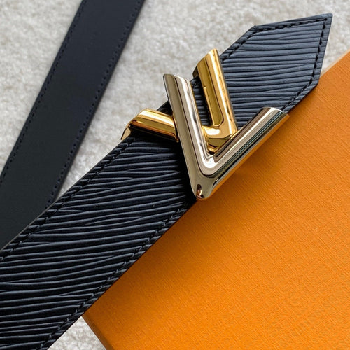 Louis Vuitton WOMEN'S BELT SILVER BUCKLE BLACK LEATHER 30MM