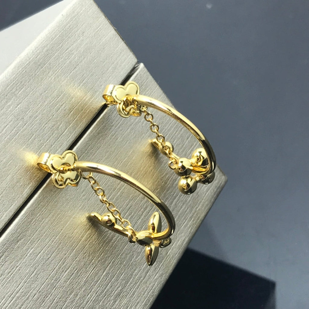 Louis Vuitton STAR AND SUN GOLD HOOP EARRINGS