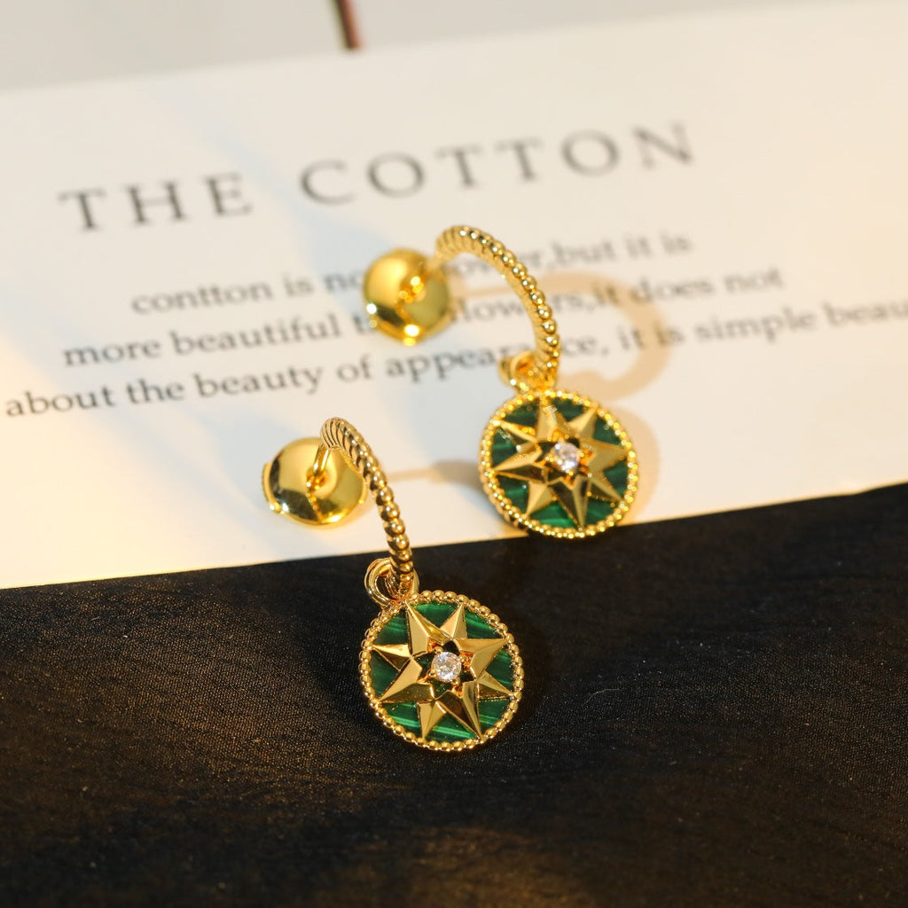 DIOR LUCKY STAR GOLD MALACHITE EARRINGS