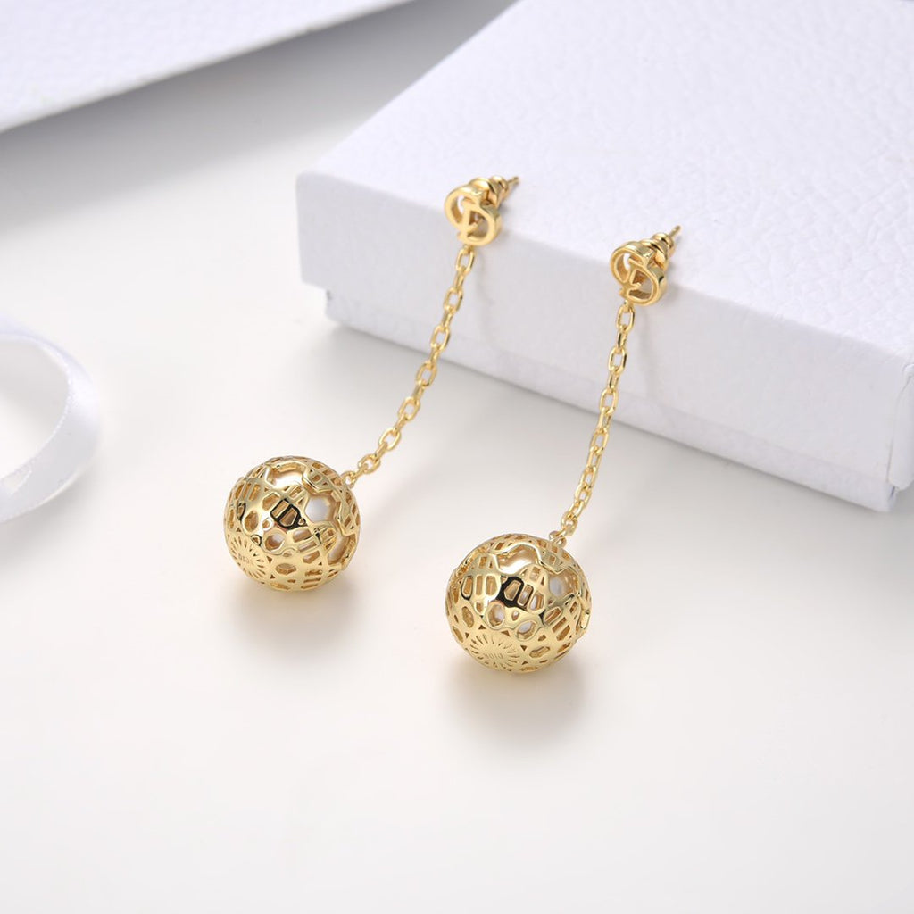 DIOR BALL DROP GOLD EARRINGS