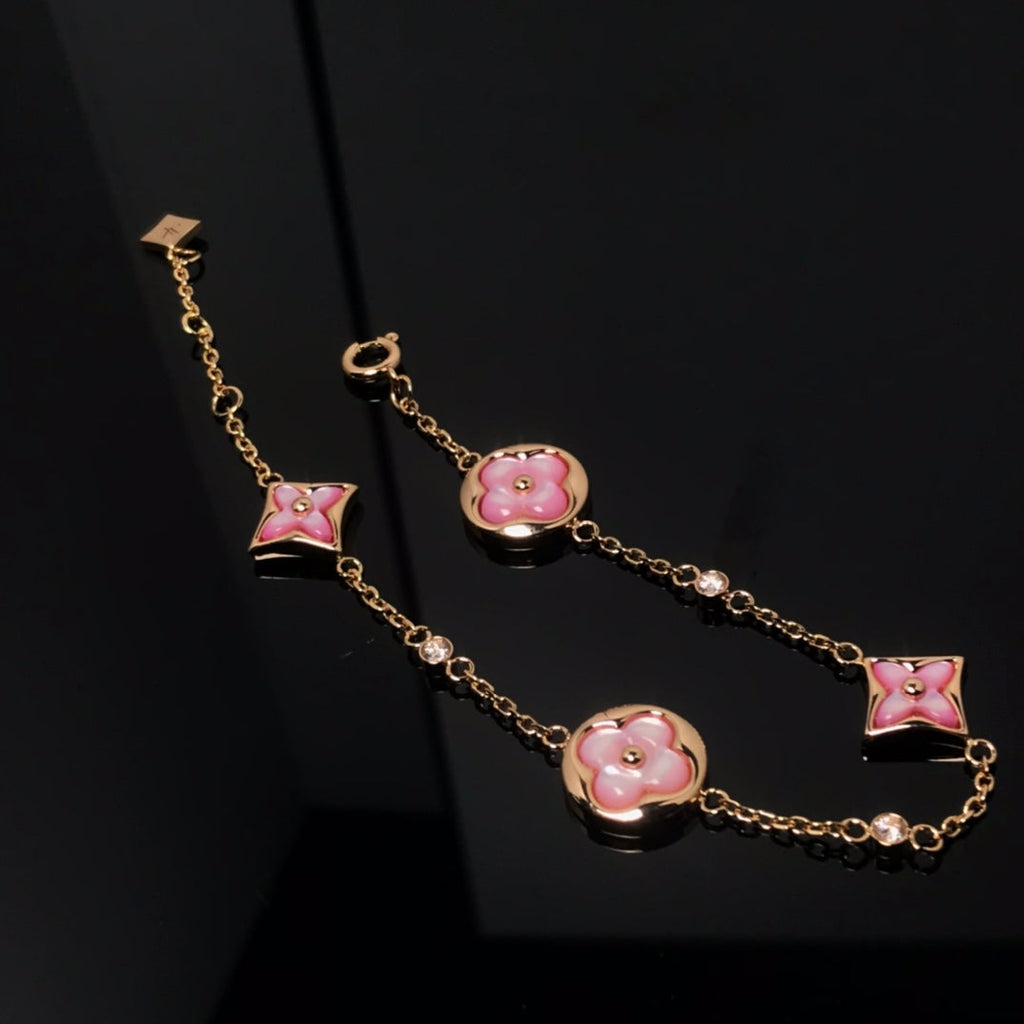 Louis Vuitton STAR AND SUN 4 MOTIF PINK MOP PINK GOLD BRACELET