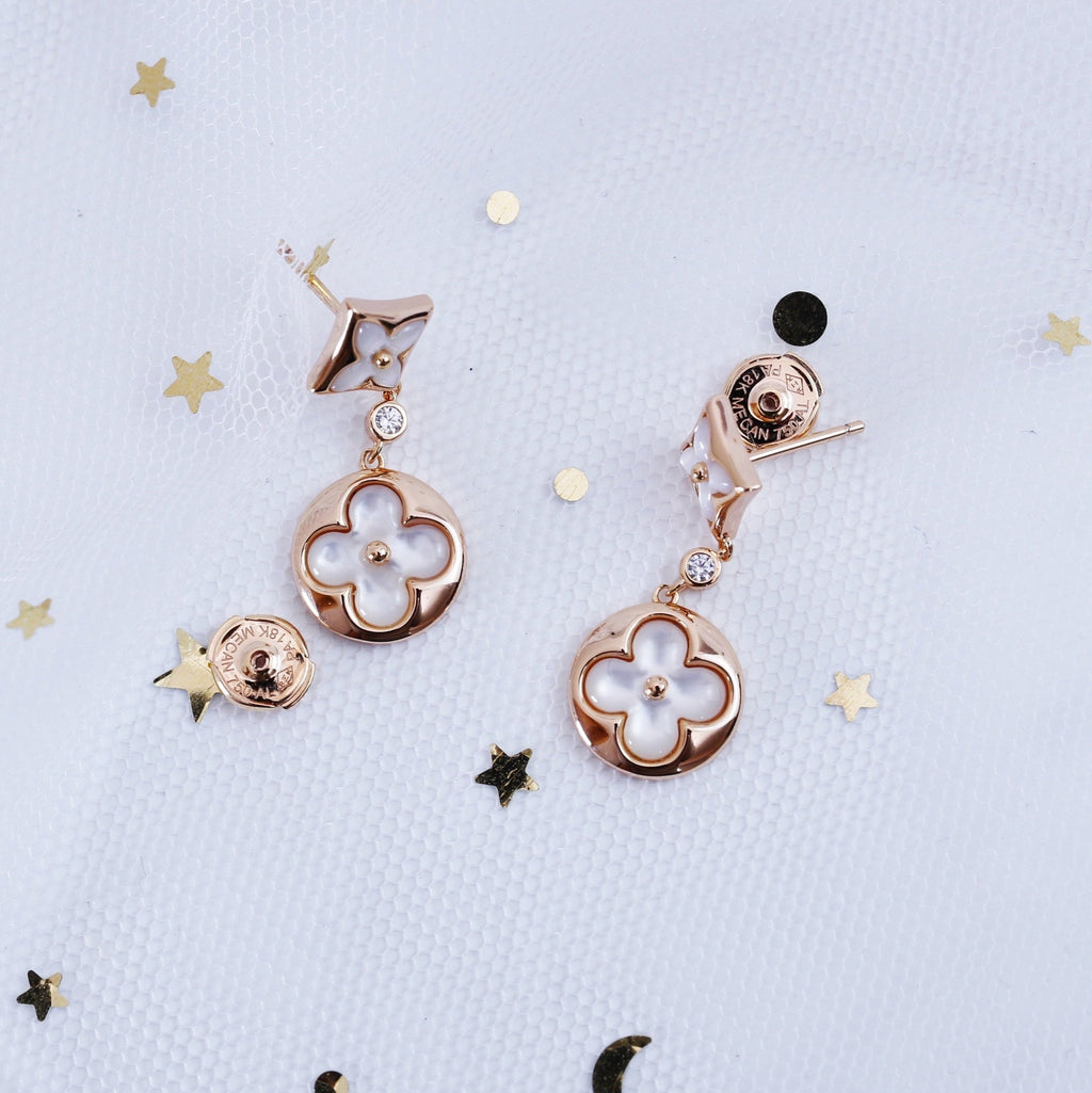 Louis Vuitton STAR AND SUN PINK GOLD MOP DROP EARRINGS