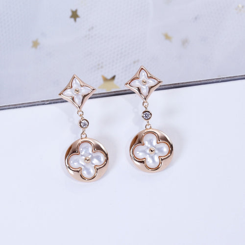 Louis Vuitton STAR AND SUN PINK GOLD MOP DROP EARRINGS