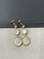 DIOR LUCKY STAR GOLD DIAMOND MOP 3 MOTIF DROP EARRINGS