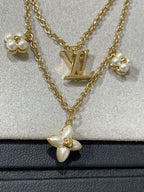 Louis Vuitton FLOWERGRAM PINK GOLD MOP DOUBLE ROW NECKLACE