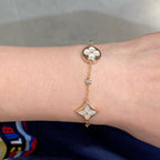 Louis Vuitton STAR AND SUN 4 MOTIF WHITE MOP PINK GOLD BRACELET