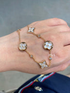 Louis Vuitton STAR AND SUN 4 MOTIF WHITE MOP PINK GOLD BRACELET