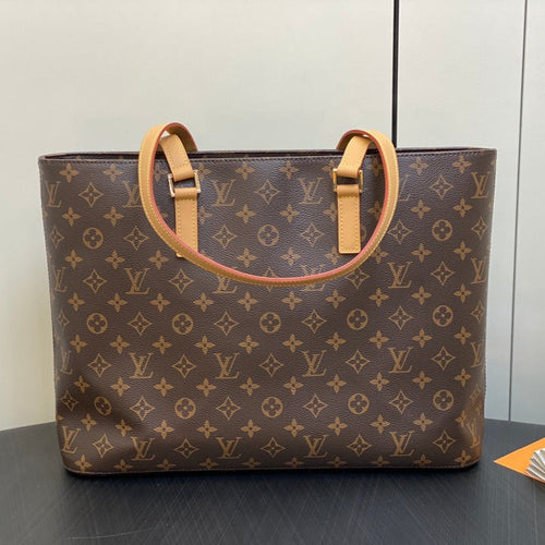 Louis Vuitton LUCO SHOULDER TOTE BAG 40 MONOGRAM LEATHER BROWN