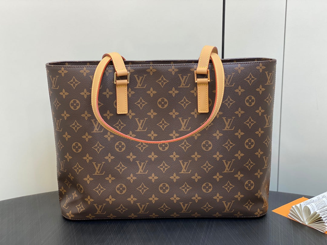 Louis Vuitton LUCO SHOULDER TOTE BAG 40 MONOGRAM LEATHER BROWN