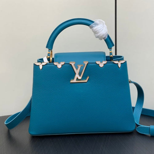 Louis Vuitton CAPUCINES BB 27 BLUE TAURILLON GOLD  HARDWARE