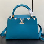 Louis Vuitton CAPUCINES MM 31 BLUE TAURILLON GOLD HARDWARE