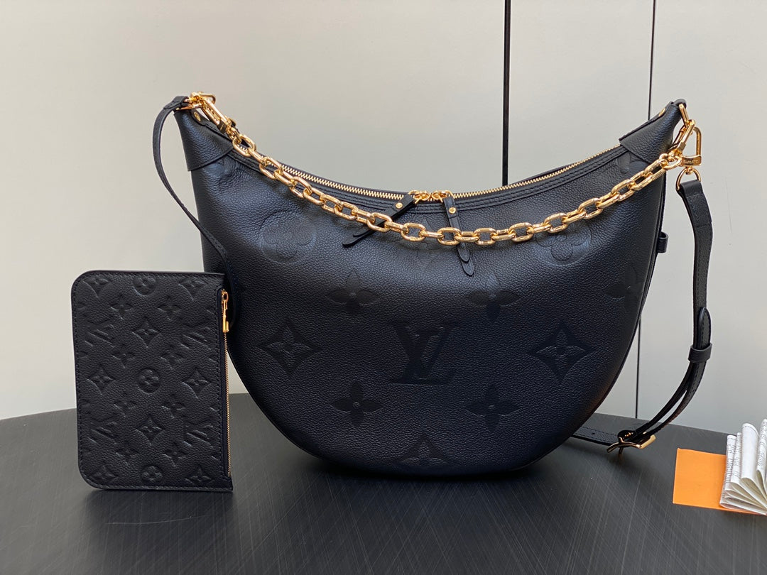 Louis Vuitton LOOP HOBO 38 BLACK MONOGRAM EMPREINTE LEATHER GOLD HARDWARE