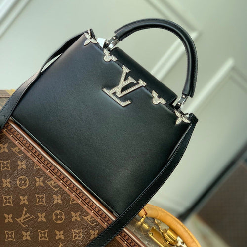 Louis Vuitton CAPUCINES BB 27 BLACK TAURILLON SILVER HARDWARE