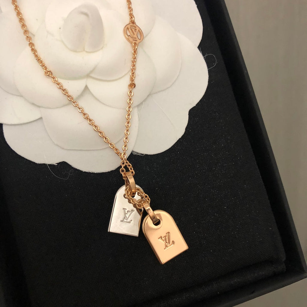 Louis Vuitton NANOGRAM TAG PINK GOLD NECKLACE