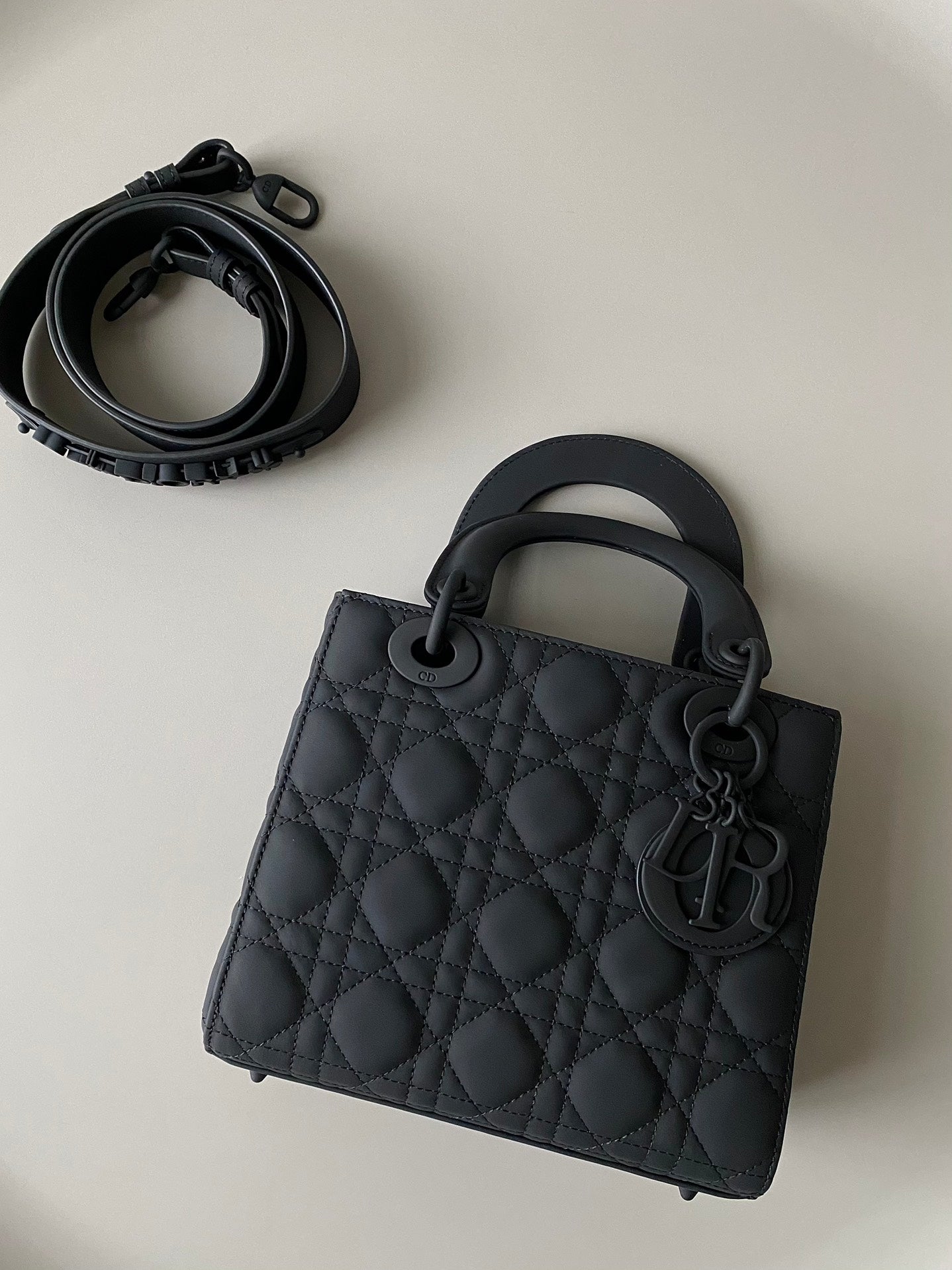 DIOR SMALL LADY 20 MY ABC ALL BLACK LAMBSKIN