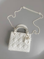 DIOR MINI LADY 17 MY ABC WHITE LAMBSKIN