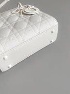 DIOR MINI LADY 17 MY ABC WHITE LAMBSKIN