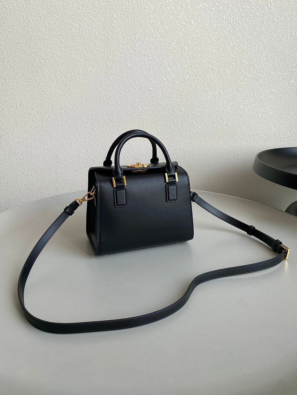DIOR SMALL BOSTON 22 BLACK BOX CALFSKIN