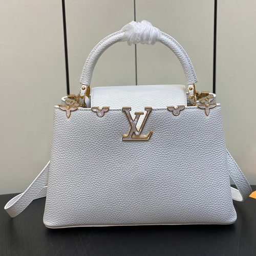 Louis Vuitton CAPUCINES MM 31 WHITE TAURILLON GOLD HARDWARE