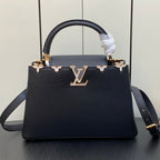 Louis Vuitton CAPUCINES MM 31 BLACK TAURILLON GOLD HARDWARE