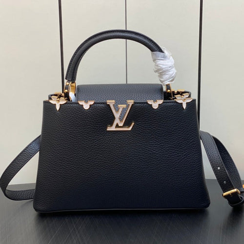 Louis Vuitton CAPUCINES MM 31 BLACK TAURILLON GOLD HARDWARE