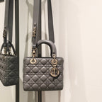 DIOR SMALL LADY 20 MY ABC GREY LAMBSKIN