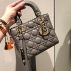 DIOR SMALL LADY 20 MY ABC GREY LAMBSKIN