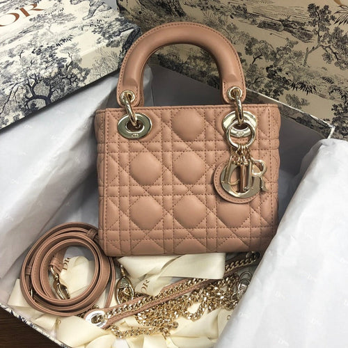 DIOR MINI LADY 17 MY ABC BEIGE LAMBSKIN