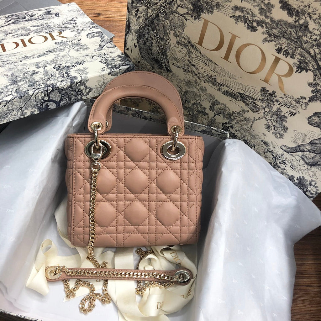 DIOR MINI LADY 17 MY ABC BEIGE LAMBSKIN