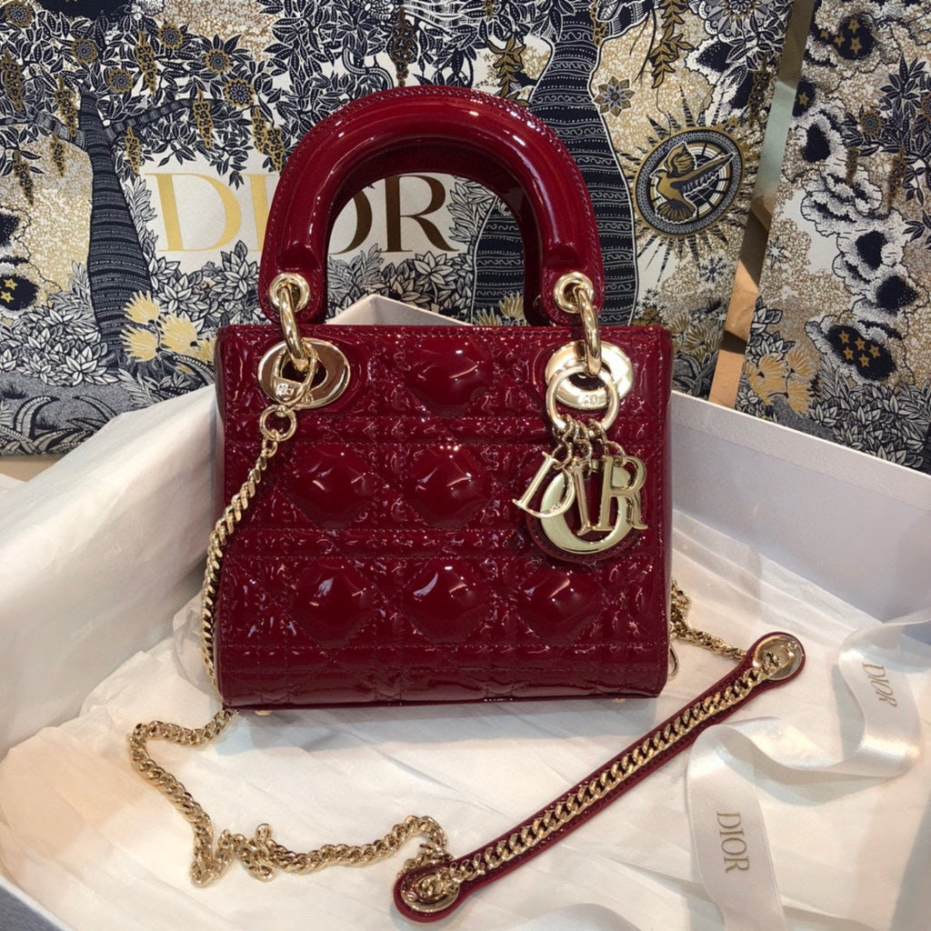 DIOR MINI LADY 17 MY ABC RED CALFSKIN