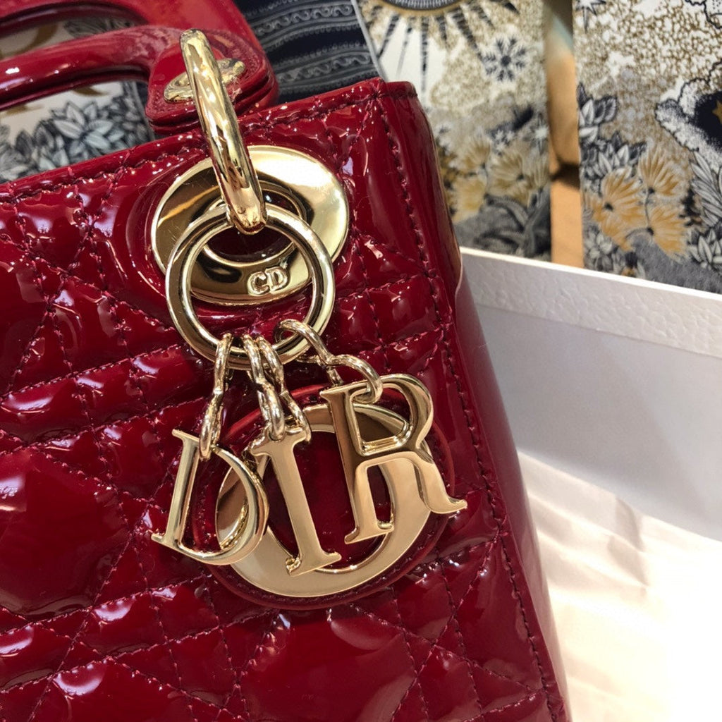 DIOR MINI LADY 17 MY ABC RED CALFSKIN