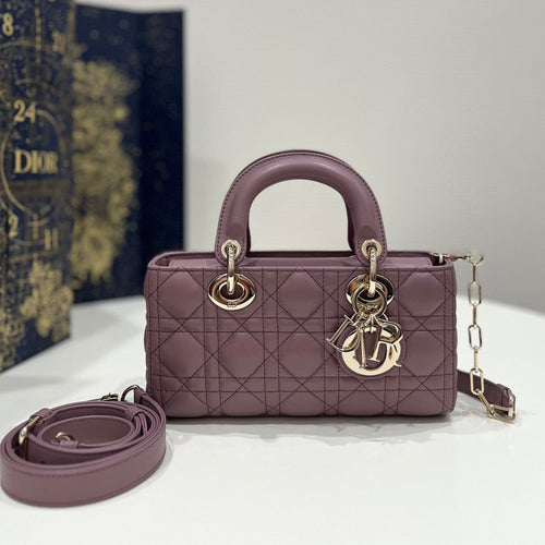 DIOR SMALL LADY D-JOY 22 PURPLE LAMBSKIN