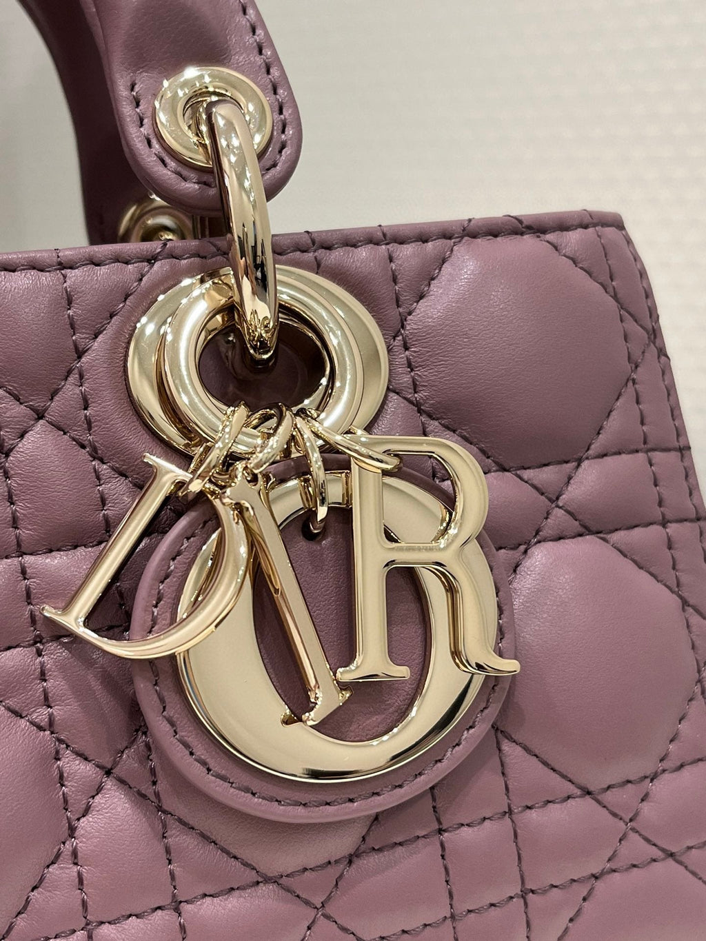DIOR SMALL LADY D-JOY 22 PURPLE LAMBSKIN